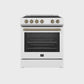 FORNO Espresso Leonardo 30" 5 cu. ft. Electric Range in White with Antique Brass Handles, FFSEL6012-30WHT