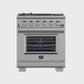 FORNO Capriasca 30″ 4.32 cu. ft. Gas Range with 5 Italian Burners in Stainless Steel, FFSGS6260-30