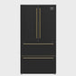 FORNO Espresso Moena 36" 19.2 cu. ft. Refrigerator with Ice Maker in Black with Antique Brass Handles, FFRBI1820-36BLK