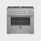FORNO Marco 36" 5.36 cu.ft. Gas Range with 6 Burners and Built-In Temperature Gauge, FFSGS6277-36