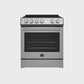 FORNO Espresso Leonardo 30" 5 cu. ft. Electric Range in Stainless Steel with Silver Handles, FFSEL6012-30