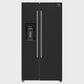 FORNO Espresso Salerno 36" 20 cu. ft. Side-By-Side Refrigerator with Water and Ice Dispenser in Black with Silver Handles