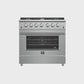 FORNO Galiano 36" 5.36 cu. ft. Gas Range with 6 Italian Burners in Stainless Steel, FFSGS6244-36