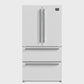 FORNO Espresso Moena 36" 19.2 cu. ft. Refrigerator with Ice Maker in White with Silver Handles, FFRBI1820-36WHT