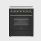 FORNO Paolo 30" 4.38 cu. ft. Freestanding Electric Range in Black with Antique Brass Handles, FFSEL6011-30BLK