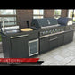 FORNO Outdoor Kitchen Set - Gas Grill with 4 Burners, Gas Pizza Oven, Sink Module/Beverage Center with Black Sintered Stone Countertop