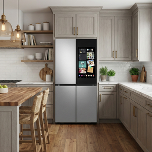 SAMSUNG Bespoke 36" 29 cu. ft. Standard Depth 4-Door Flex™ Refrigerator with AI Family Hub™+ & AI Vision Inside™ in Stainless Steel