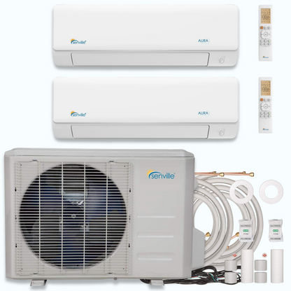 Senville AURA 27,000 BTU 2 Zone Ductless Mini Split - 230V - 23 SEER2 - Energy Star, SENA-30HF-D918