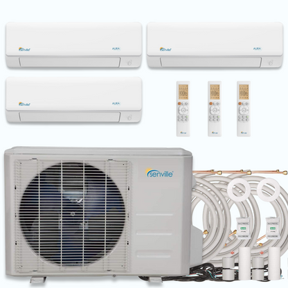 Senville AURA 30,000 BTU 3 Zone Ductless Mini Split - 230V - 23 SEER2 - Energy Star, SENA-30HF-T9912