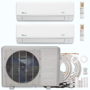 Senville AURA 18,000 BTU 2 Zone Ductless Mini Split - 230V - 25 SEER2 - Energy Star, SENA-18HF-D99