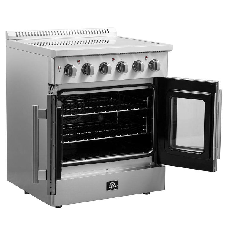 Forno 30" Freestanding Electric Range With French Door in Stainless Steel, FFSEL6917-30