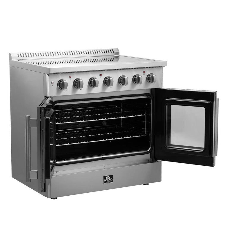Forno 36" Freestanding Electric Range With French Door in Stainless Steel, FFSEL6917-36