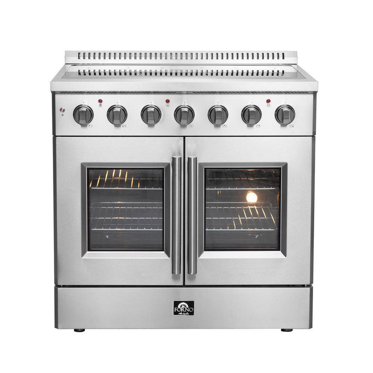 Forno 36" Freestanding Electric Range With French Door in Stainless Steel, FFSEL6917-36