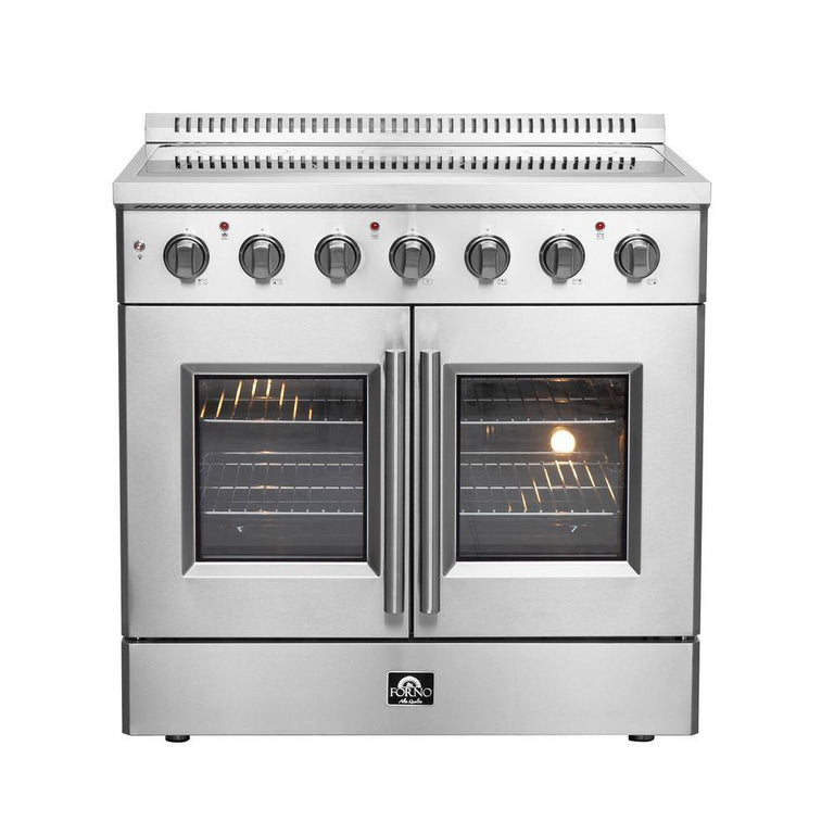 Forno Package - 36" Electric French Door Range, Wall Mount Range Hood and Refrigerator, AP-FFSEL6917-36-3PK-1
