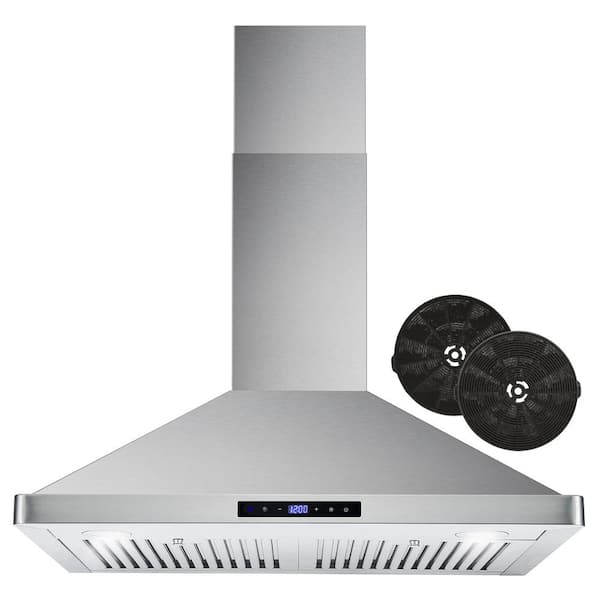 Cosmo 30" 380 CFM Convertible Wall Mount Range Hood with Push Button Control and Carbon Filter Kit, COS-63175-DL