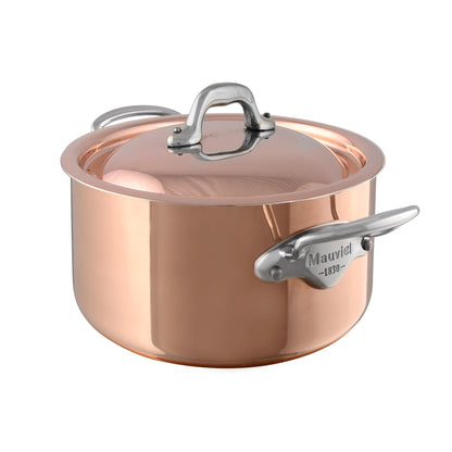 Mauviel 1830 M'Heritage M'150 S Copper Stewpan With Curved Lid, Cast Stainless Steel Handles, 5.7-Qt