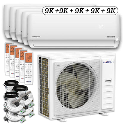 Pioneer® Quint Split 42000 BTU 3.5-Ton Quantum Ultra Wi-Fi 21.5 SEER Energy-Star Multi (5) Zone Wall Mount Air Conditioner Heat Pump 230-Volt