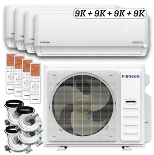 Pioneer® Quad Split 35000 BTU 3-Ton Quantum Ultra Wi-Fi 21.5 SEER Energy-Star Multi (4) Zone Wall Mount Air Conditioner Heat Pump 230-Volt