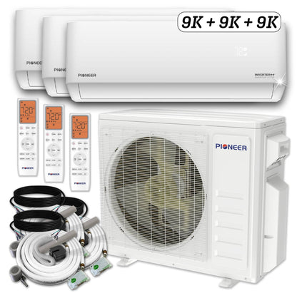 Pioneer® Triple Split 27000 BTU 2.25-Ton Quantum Ultra Wi-Fi 22 SEER Energy-Star Multi (3) Zone Wall Mount Air Conditioner Heat Pump 230-Volt