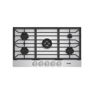 THOR 36" Professional Gas Cooktop with Stainless Knobs, TGC36F