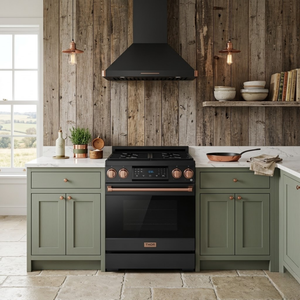 Gordon Ramsay by THOR Kitchen 30" 4.55 cu. ft. Professional Propane Gas Range with Tilt Panel Touch Control and Self-Clean in Matte Black with Rose Gold Accents, RSG30BLP-RSG