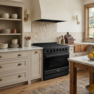 Gordon Ramsay by THOR Kitchen 36" 6 cu. ft. Professional Natural Gas Range with 6 Sealed Burners in Black, RSG36PB