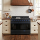 Gordon Ramsay by THOR Kitchen 48" 6.8 cu. ft. Professional Propane Gas Range in Matte Black with Navy Blue Accents, RSG48EBLP-BLU