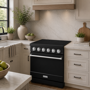 Gordon Ramsay by THOR Kitchen 30 Inch Professional Electric Range, 5 Element, Convection Oven in Matte Black with Stainless Steel Accents, RSE30PB-SS