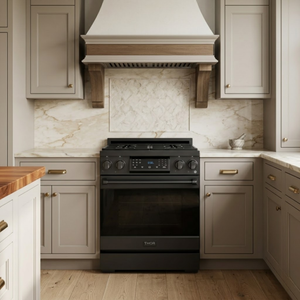 Gordon Ramsay by THOR Kitchen 30" 4.55 cu. ft. Professional Natural Gas Range with Tilt Panel Touch Control and Self-Clean in Matte Black, RSG30B