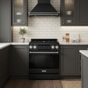 Gordon Ramsay by THOR Kitchen 30" 4.55 cu. ft. Professional Propane Gas Range with Tilt Panel Touch Control and Self-Clean in Matte Black with Stainless Steel Accents, RSG30BLP-SS