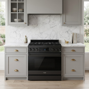 Gordon Ramsay by THOR Kitchen 36" 6.0 cu. ft. Professional Natural Gas Range with Tilt Panel Touch Control, Self-Clean and Air Fry in Matte Black, RSG36B