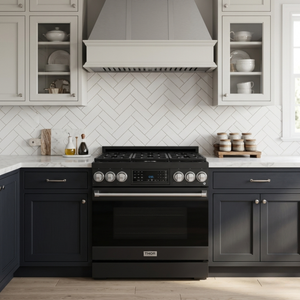 Gordon Ramsay by THOR Kitchen 36" 6.0 cu. ft. Professional Propane Gas Range with Tilt Panel Touch Control, Self-Clean and Air Fry in Matte Black with Stainless Steel Accents, RSG36BLP-SS