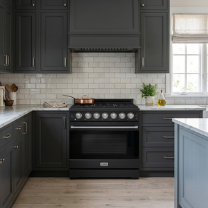 Gordon Ramsay by THOR Kitchen 36" 6 cu. ft. Professional Propane Gas Range with 6 Sealed Burners in Black with Stainless Steel Accents, RSG36PBLP-SS