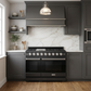 Gordon Ramsay by THOR Kitchen 48" 6.8 cu. ft. Professional Natural Gas Range in Matte Black with Stainless Steel Accents, RSG48EB-SS