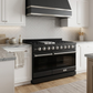 Gordon Ramsay by THOR Kitchen 48" 6.8 cu. ft. Professional Propane Gas Range in Matte Black with Stainless Steel Accents, RSG48EBLP-SS