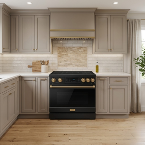 Gordon Ramsay by THOR Kitchen 36" Induction Range in Black Matte with Bronze Accents, RSI36B-BRZ