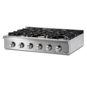 THOR Kitchen Package - 36" Gas Rangetop, Range Hood, Wall Oven, Refrigerator, Dishwasher, AP-HRT3618U-4