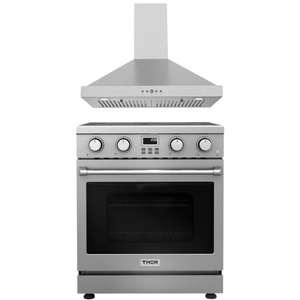 THOR Kitchen Package - 30" Electric Range, Wall Mount Range Hood, AP-ARE30-TRH3035