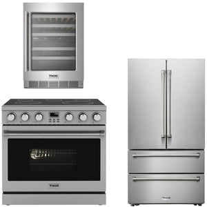 THOR Contemporary Package - 36" Electric Range, Refrigerator and Wine Cooler, AP-ARE36-C38