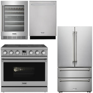 THOR Contemporary Package - 36" Electric Range, Refrigerator, Dishwasher and Wine Cooler, AP-ARE36-C80