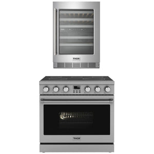 THOR Contemporary Package - 36" Electric Range and Wine Cooler, AP-ARE36-C9