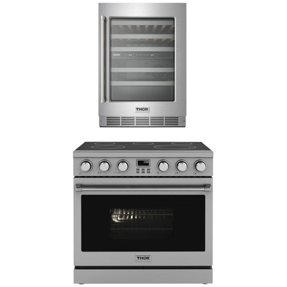 THOR Contemporary Package - 36" Electric Range and Wine Cooler, AP-ARE36-C9