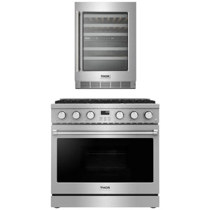 THOR Contemporary Package - 36" Gas Range and Wine Cooler, AP-ARG36-A9