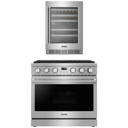 THOR Contemporary Package - 36" Gas Range and Wine Cooler, AP-ARG36-A9