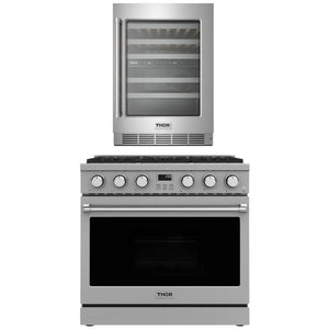 THOR Contemporary Package - 36" Gas Range and Wine Cooler, AP-ARG36LP-B9