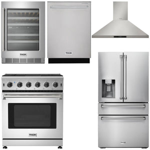 THOR Kitchen Package - 30" Propane Gas Range, Range Hood, Refrigerator with Water and Ice Dispenser, Dishwasher, Wine Cooler, AP-LRG3001ULP-11