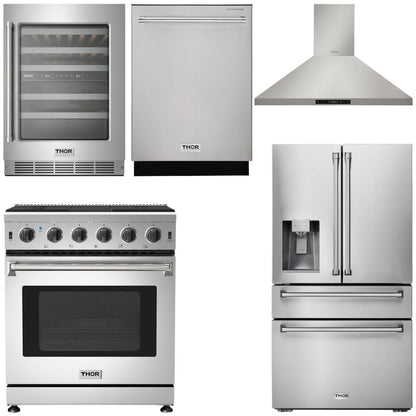 THOR Kitchen Package - 30" Propane Gas Range, Range Hood, Refrigerator with Water and Ice Dispenser, Dishwasher, Wine Cooler, AP-LRG3001ULP-11