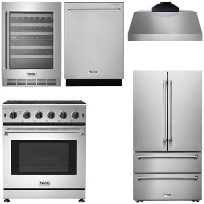 THOR Kitchen Package - 30" Propane Gas Range, Range Hood, Refrigerator, Dishwasher, Wine Cooler, AP-LRG3001ULP-C-3