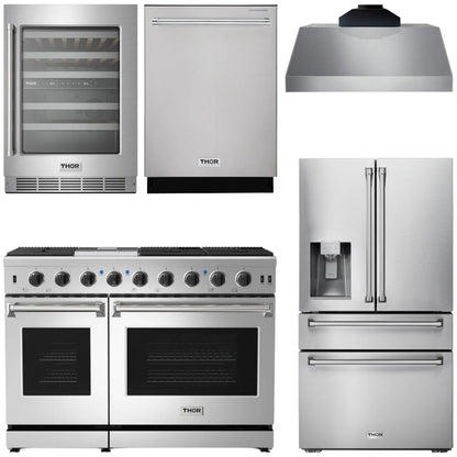 THOR Package - 48" Propane Gas Range, Range Hood, Refrigerator with Water and Ice Dispenser, Dishwasher & Wine Cooler, AP-LRG4807ULP-11