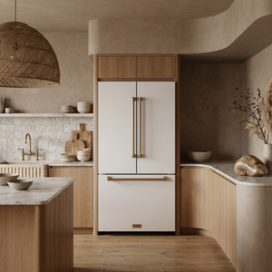 Gordon Ramsay by THOR Kitchen 36" 20.3 cu. ft. Counter Depth Refrigerator with Ice Maker in White with Bronze Accents, RF3621CTDW-BRZ